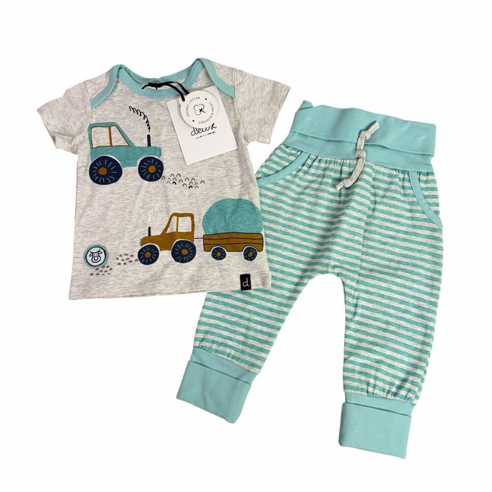 Deux par Deux Pant Top Set Green 3 Months NEW